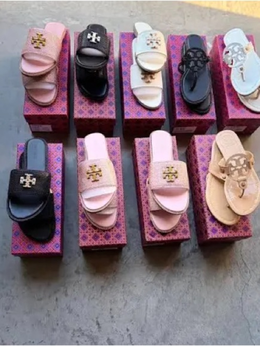 Tory Burch Mixed Color Slide Sandals with Signature Logo